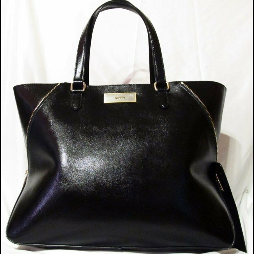 DKNY Saffiano Leather Side Zip Shopper & Removal Zipper Pouch